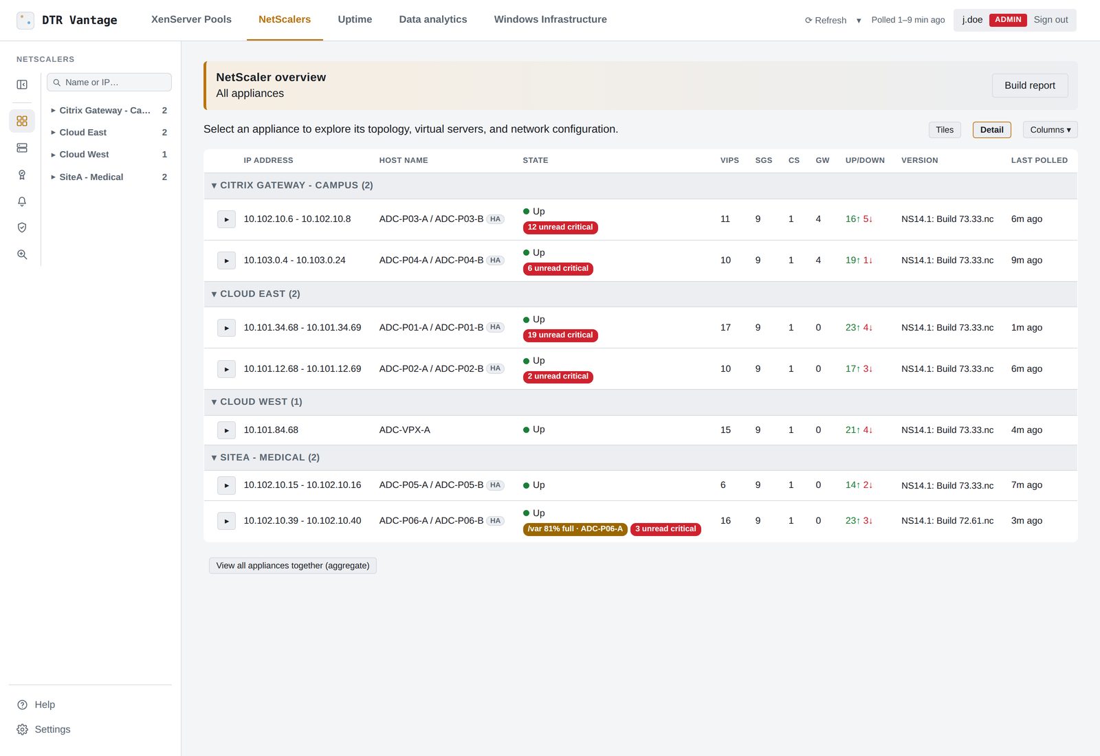 DTR Vantage — the NetScaler overview