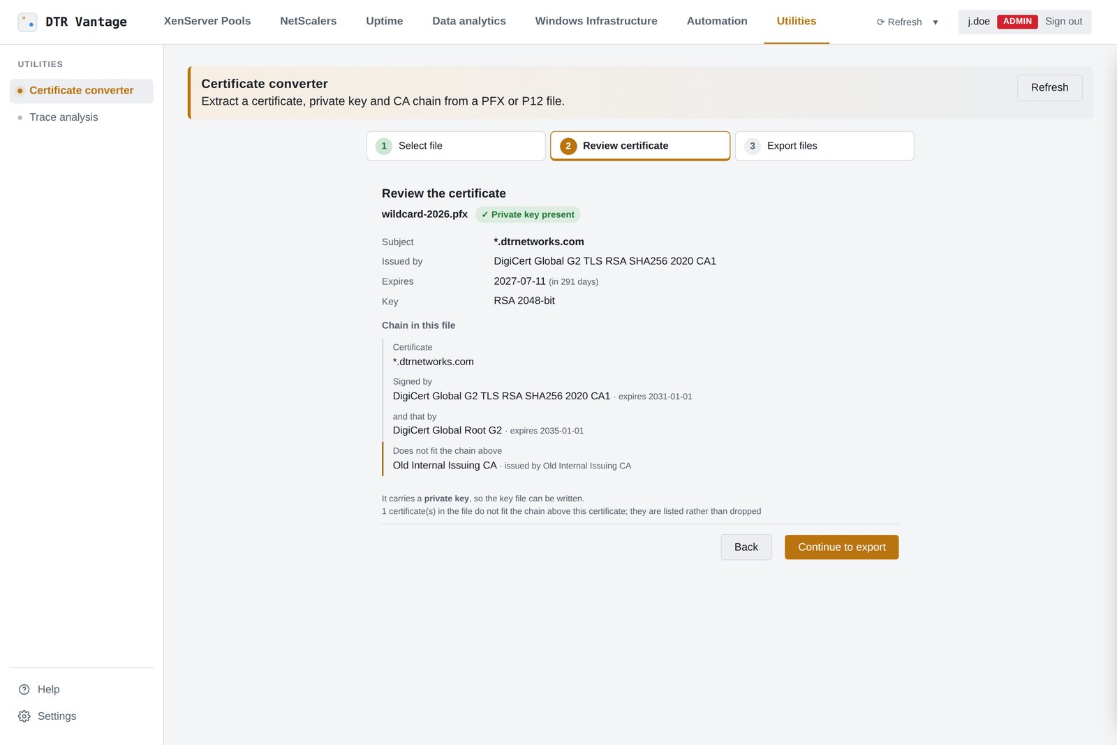 The certificate converter: what is in the PFX, the chain as a ladder, a private key or not