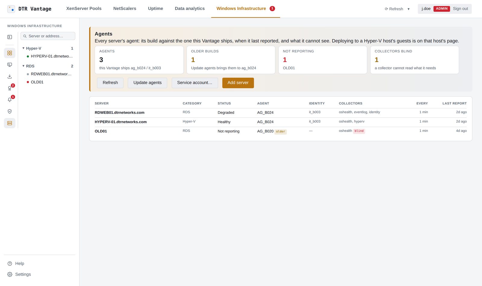 Agents: each server's build against the one shipped